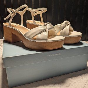 NWT White with Wooden Heel Sandals Size 8